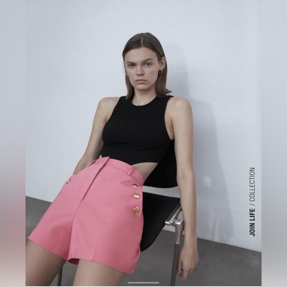 Zara High Waisted Pink Shorts Size Large Barbiecore Spring Summer